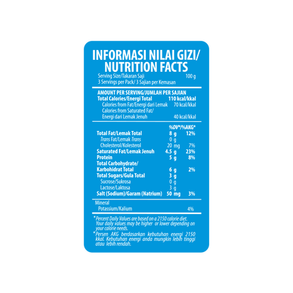 Informasi nilai gizi Greek Yogurt Original 300gr tanpa tambahan gula