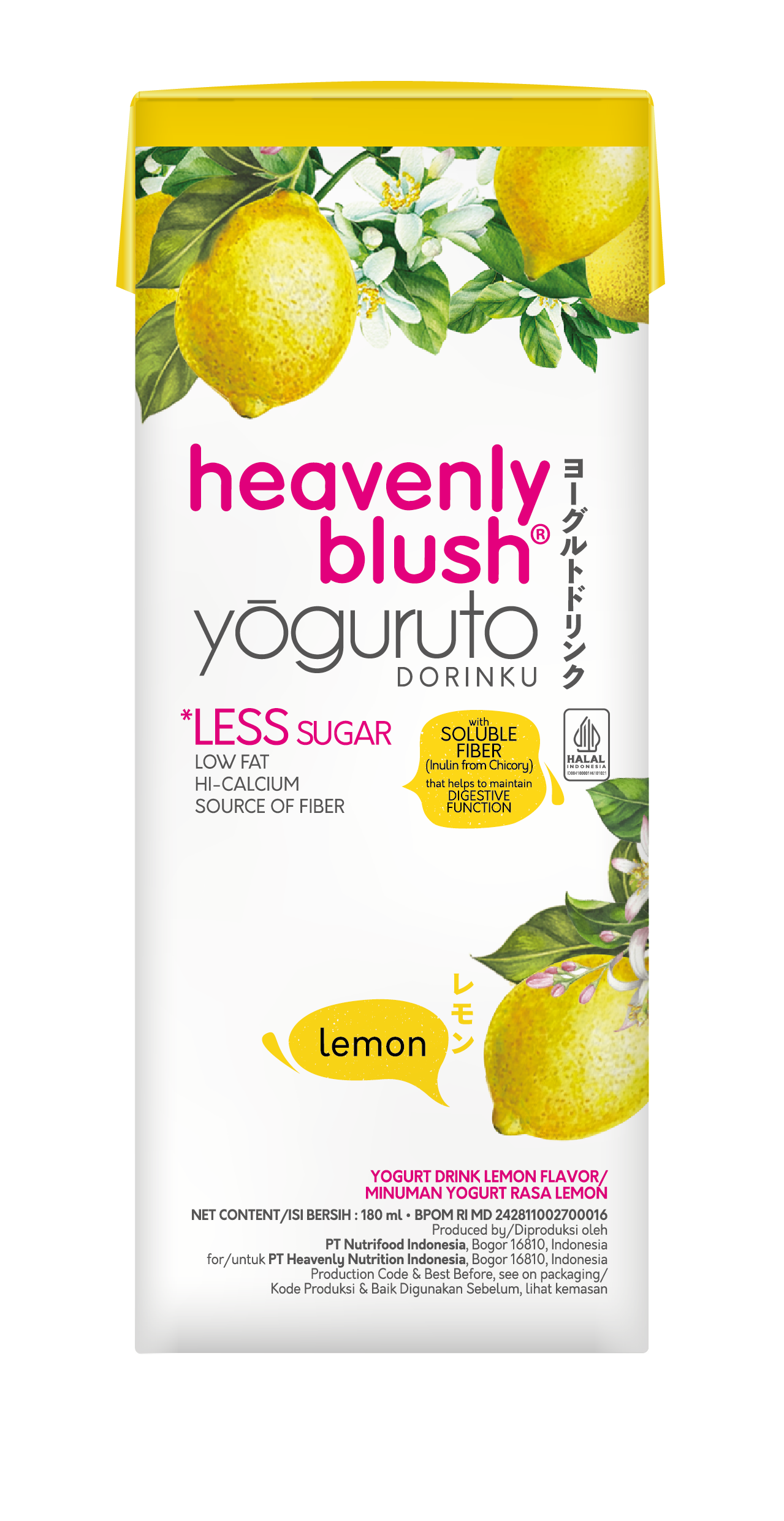 Kemasan tetra Yoguruto Drink Lemon 180ml