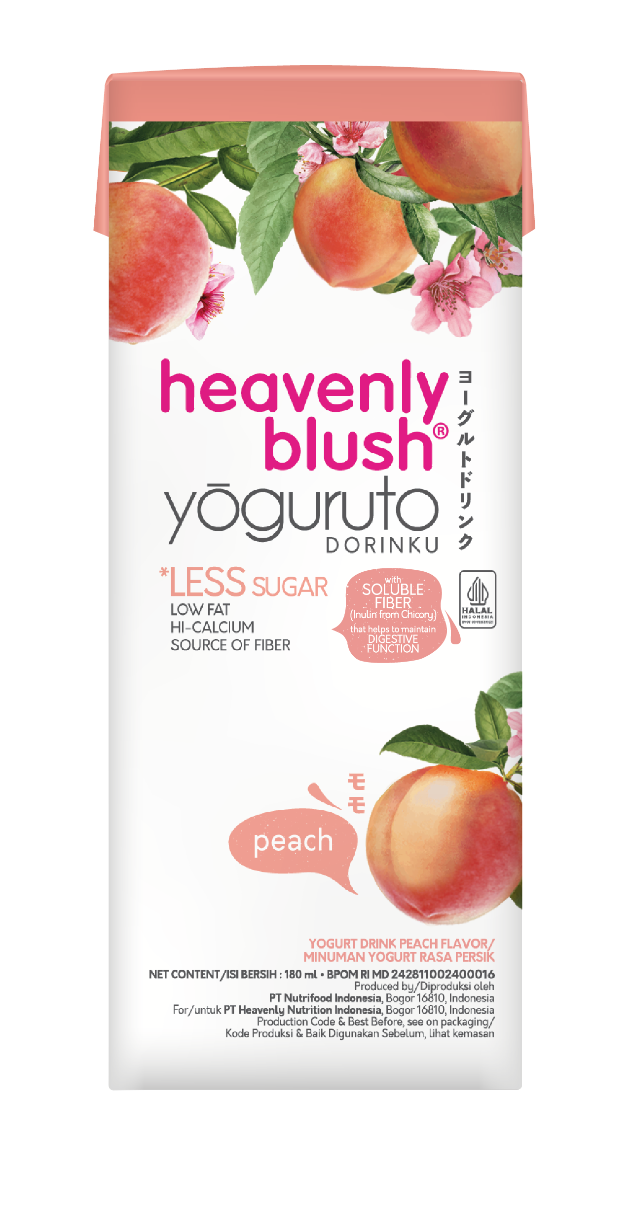 Kemasan tetra Yoguruto Drink Peach 180ml