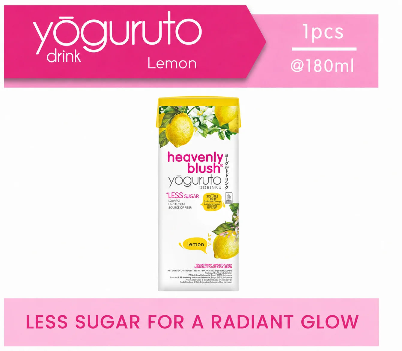 Yoguruto Drink Lemon 180ml Heavenly Blush yogurt rendah gula
