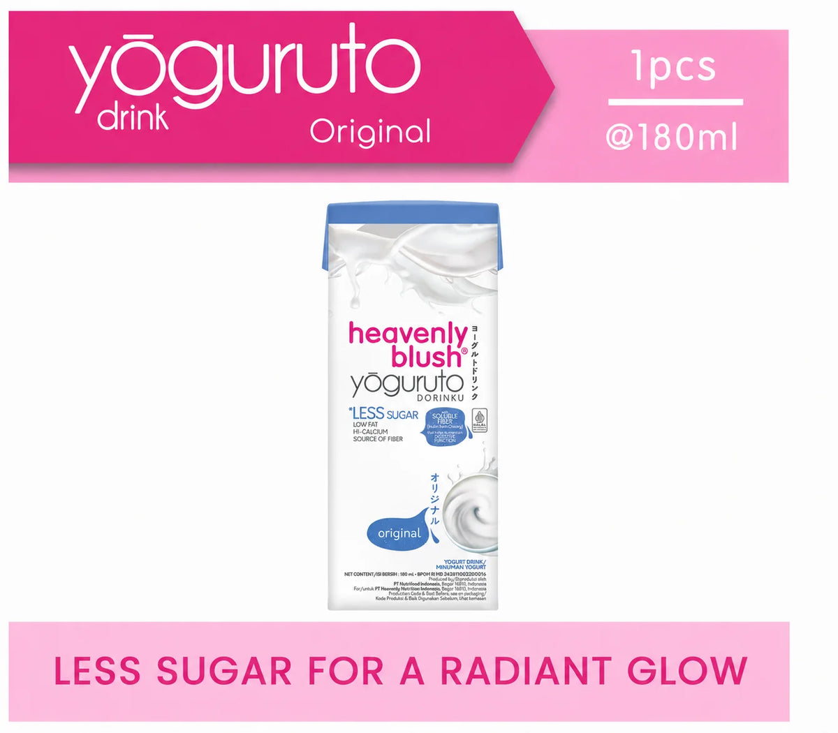 Yoguruto Drink Wholesome Original 180ml Heavenly Blush yogurt rendah gula